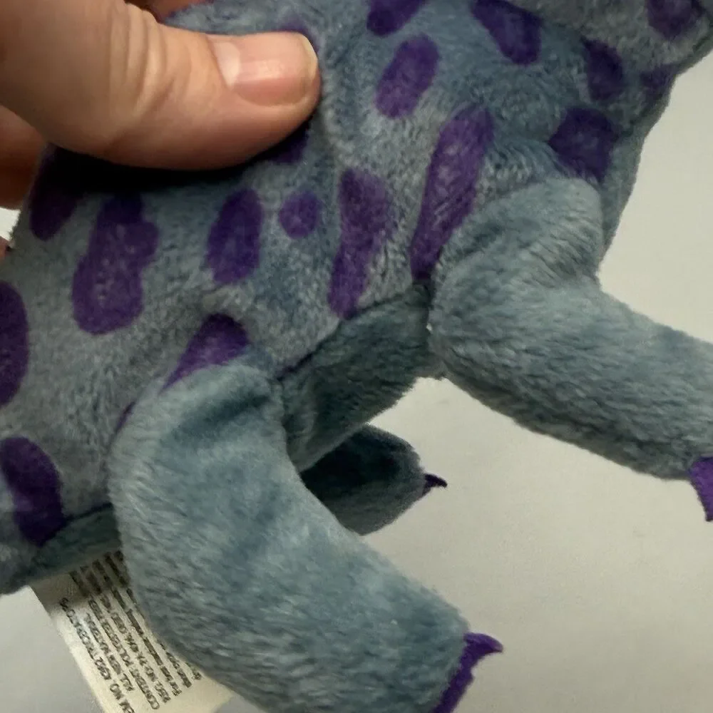 24K Company Fantasaurs 1997 Purple Triceratops Dinosaur Beanie Plush EUC